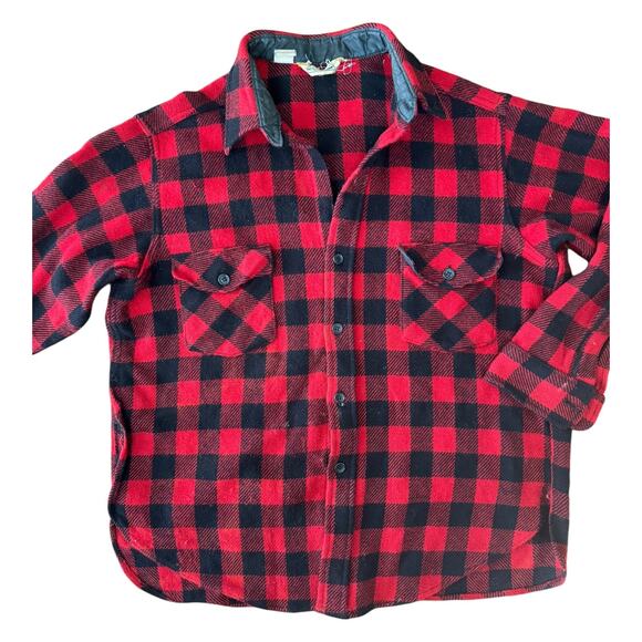 Vintage L.L. Bean Plaid Buffalo check Flannel Lumberjack shirt size large - Picture 2 of 12